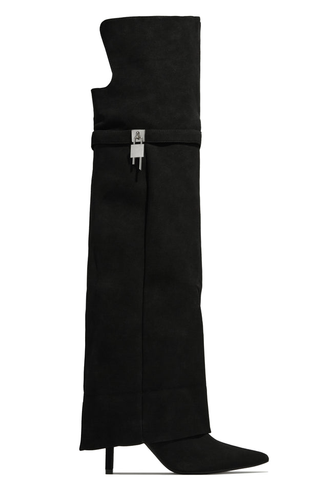 Load image into Gallery viewer, Kiana Over The Knee Heel Shark Boots - Black
