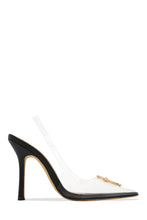 Load image into Gallery viewer, Black Slingback Pumps with Clear Detailing

