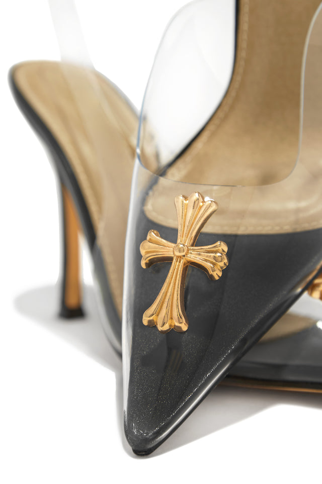 Load image into Gallery viewer, Black Cross Pendant Pumps

