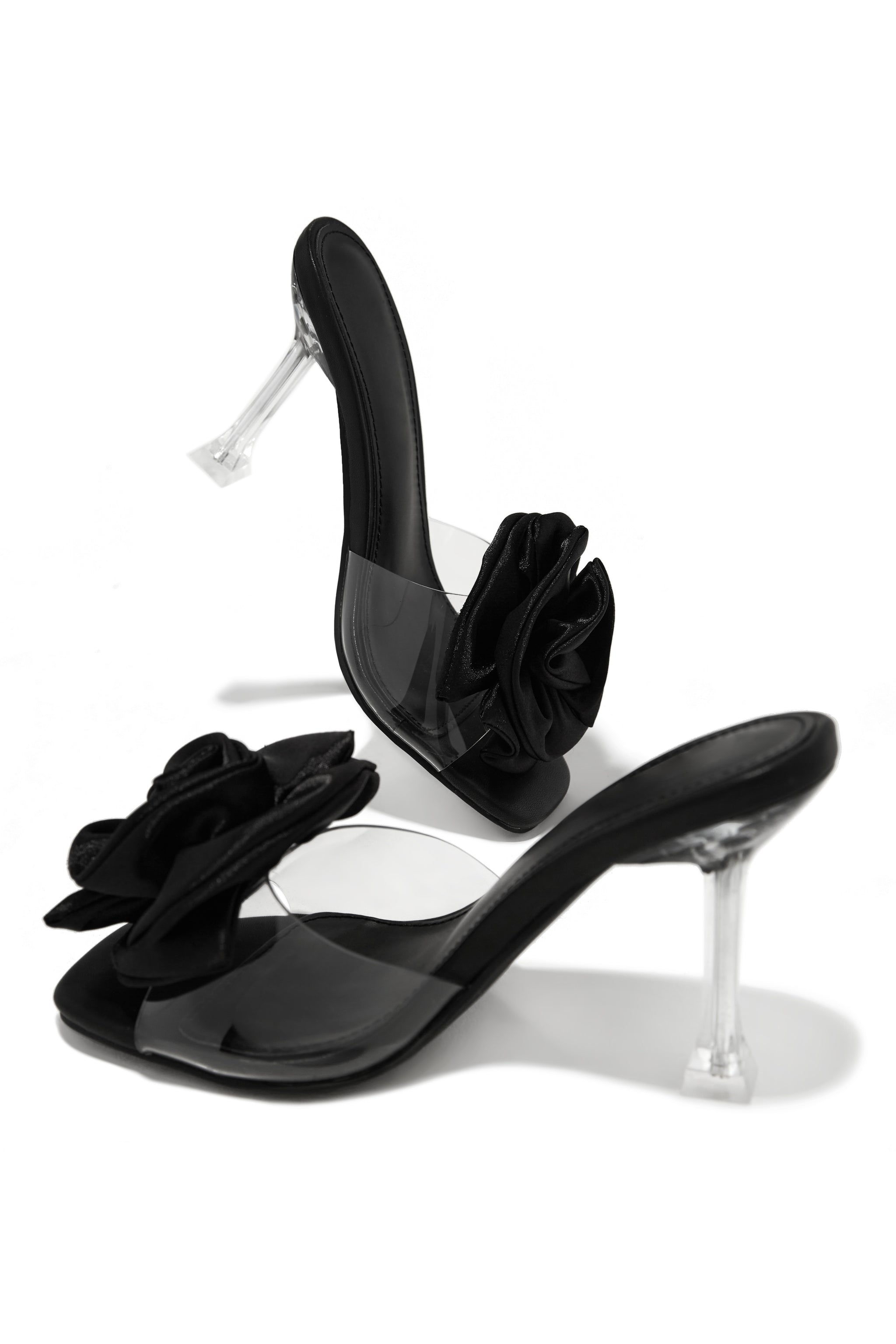 UNTISHOLD ブラック ミュール　Lola Miss Lola | Jardine Black Floral Single Sole Mules – MISS LOLA