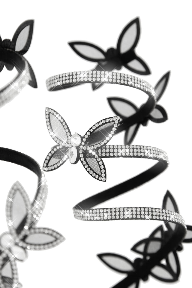 Load image into Gallery viewer, Fantasy Butterfly Embellished Around The Ankle Coil Heels - Black
