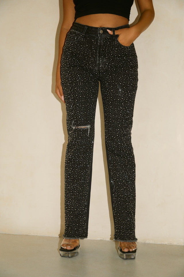 Load image into Gallery viewer, Black and Silver Jeans
