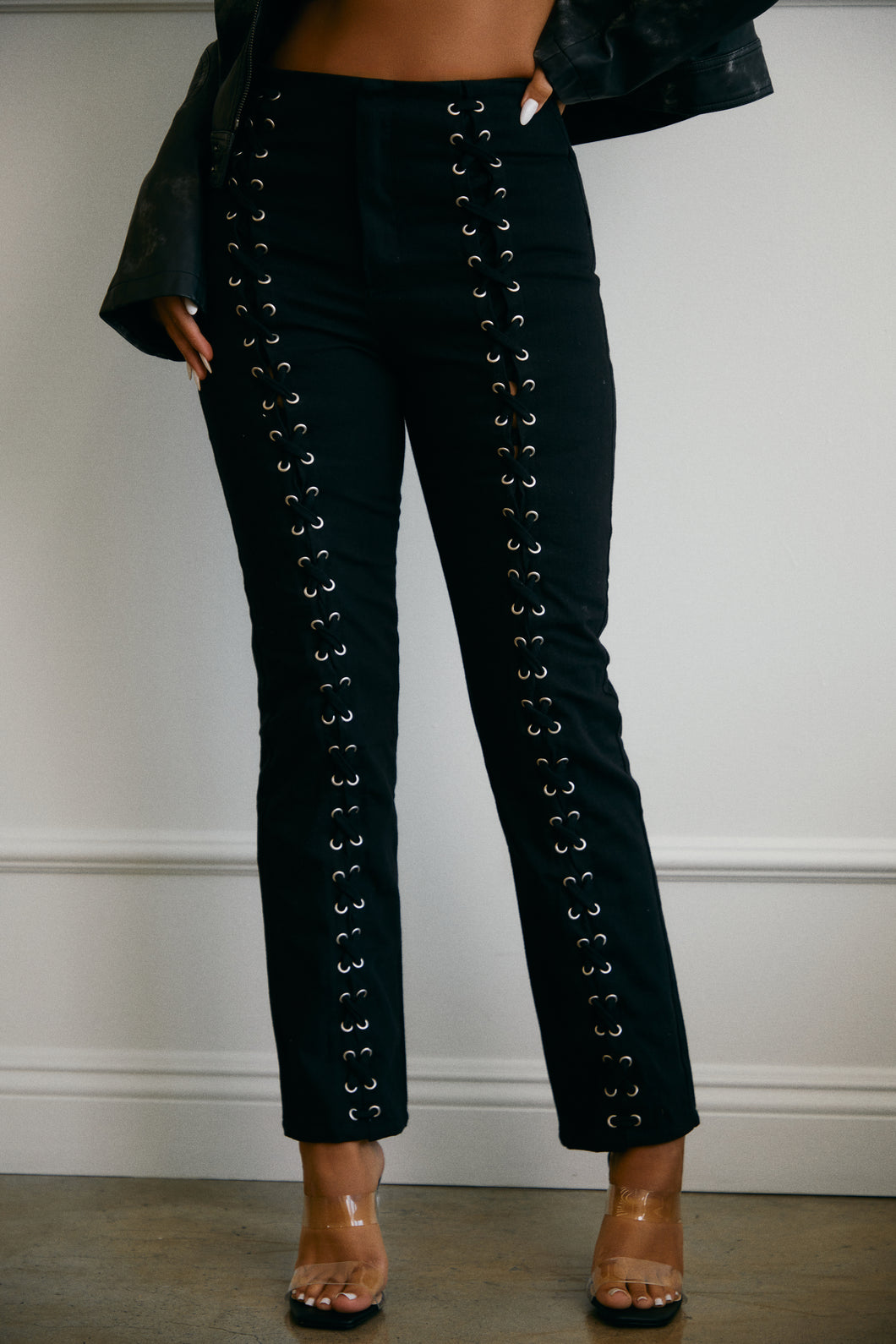 Black Pant with Silver Hardware