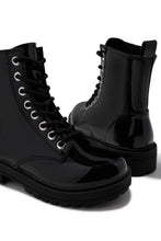 Load image into Gallery viewer, Rylen Lace Up Combat Boots - Black Pat
