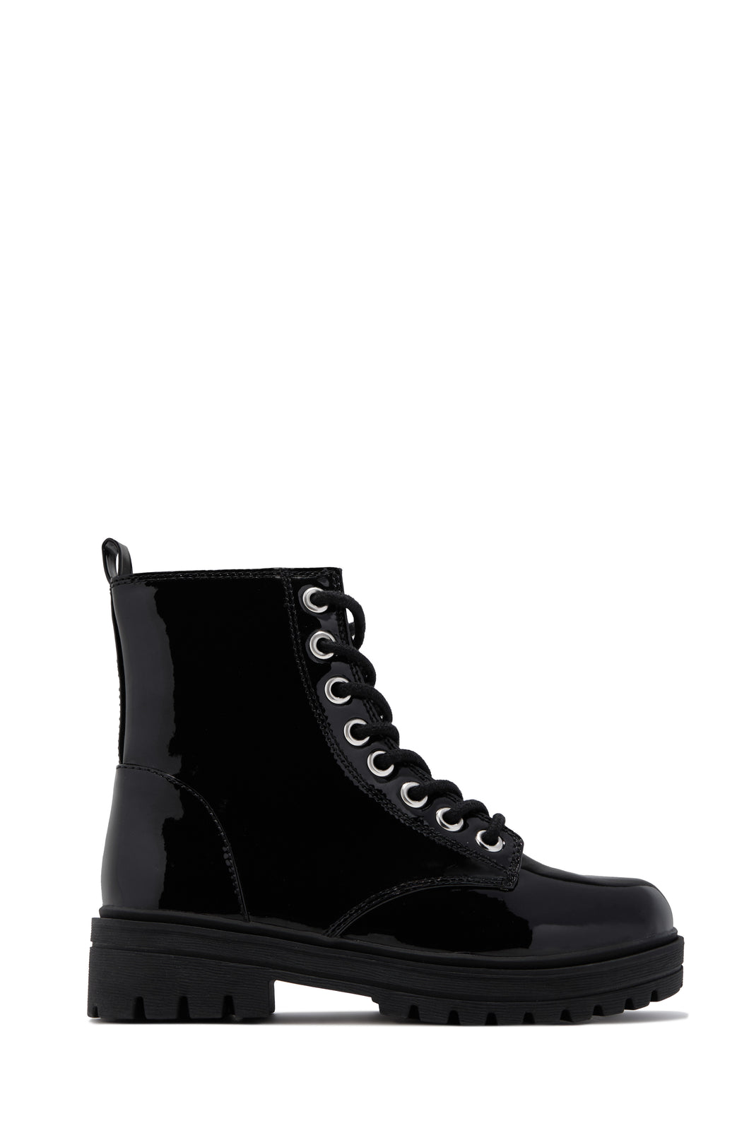 Rylen Lace Up Combat Boots - Black Pat