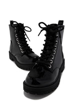Load image into Gallery viewer, Rylen Lace Up Combat Boots - Black Pat
