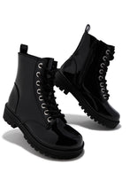 Load image into Gallery viewer, Rylen Lace Up Combat Boots - Black Pat
