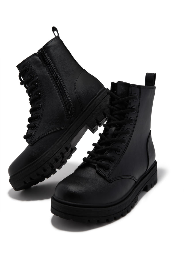 Load image into Gallery viewer, Rylen Lace Up Combat Boots - Black PU
