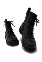 Load image into Gallery viewer, Rylen Lace Up Combat Boots - Black PU
