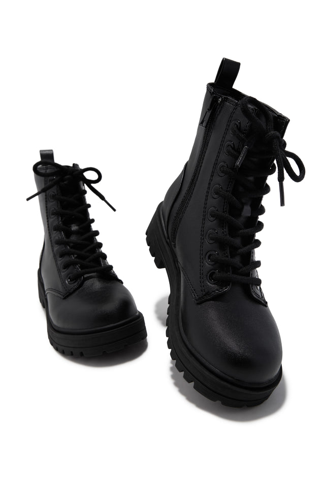 Load image into Gallery viewer, Rylen Lace Up Combat Boots - Black PU
