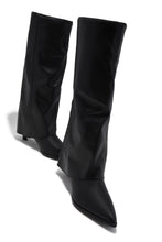 Load image into Gallery viewer, Yeleyna Kitten Heel Shark Boots - Black PU
