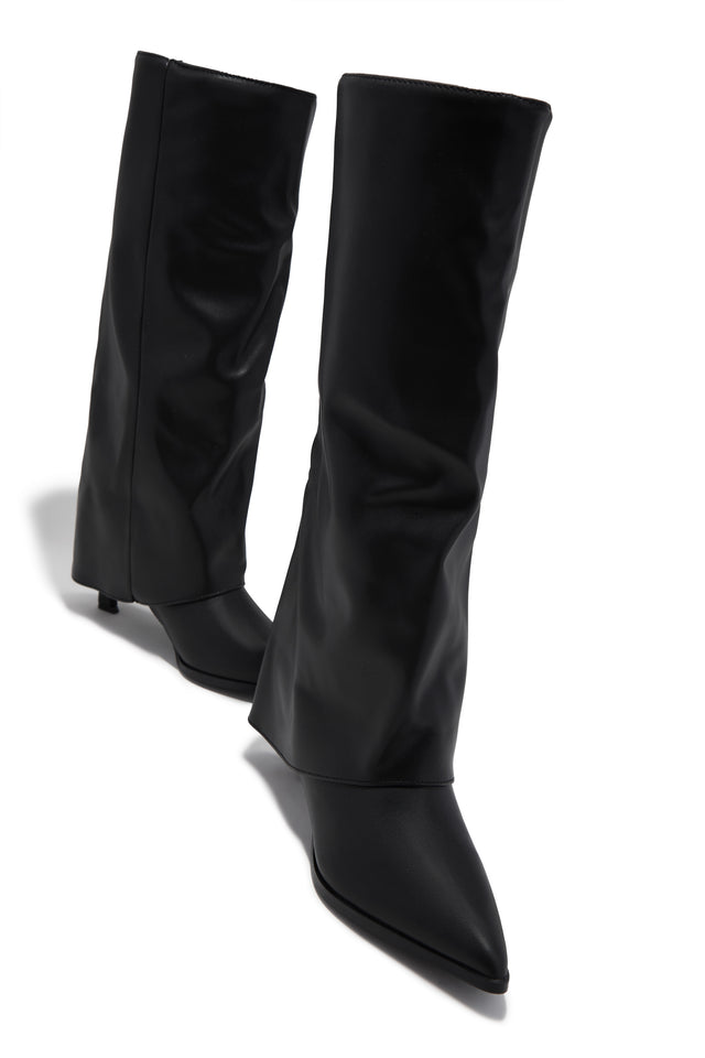 Load image into Gallery viewer, Yeleyna Kitten Heel Shark Boots - Black PU
