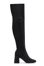 Load image into Gallery viewer, Mandy Block Heel Over The Knee Boots - Black PU
