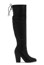Load image into Gallery viewer, Roadie Over The Knee Block Heel Boots - Black PU
