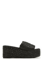 Load image into Gallery viewer, Black Straw Platform Slip Ons
