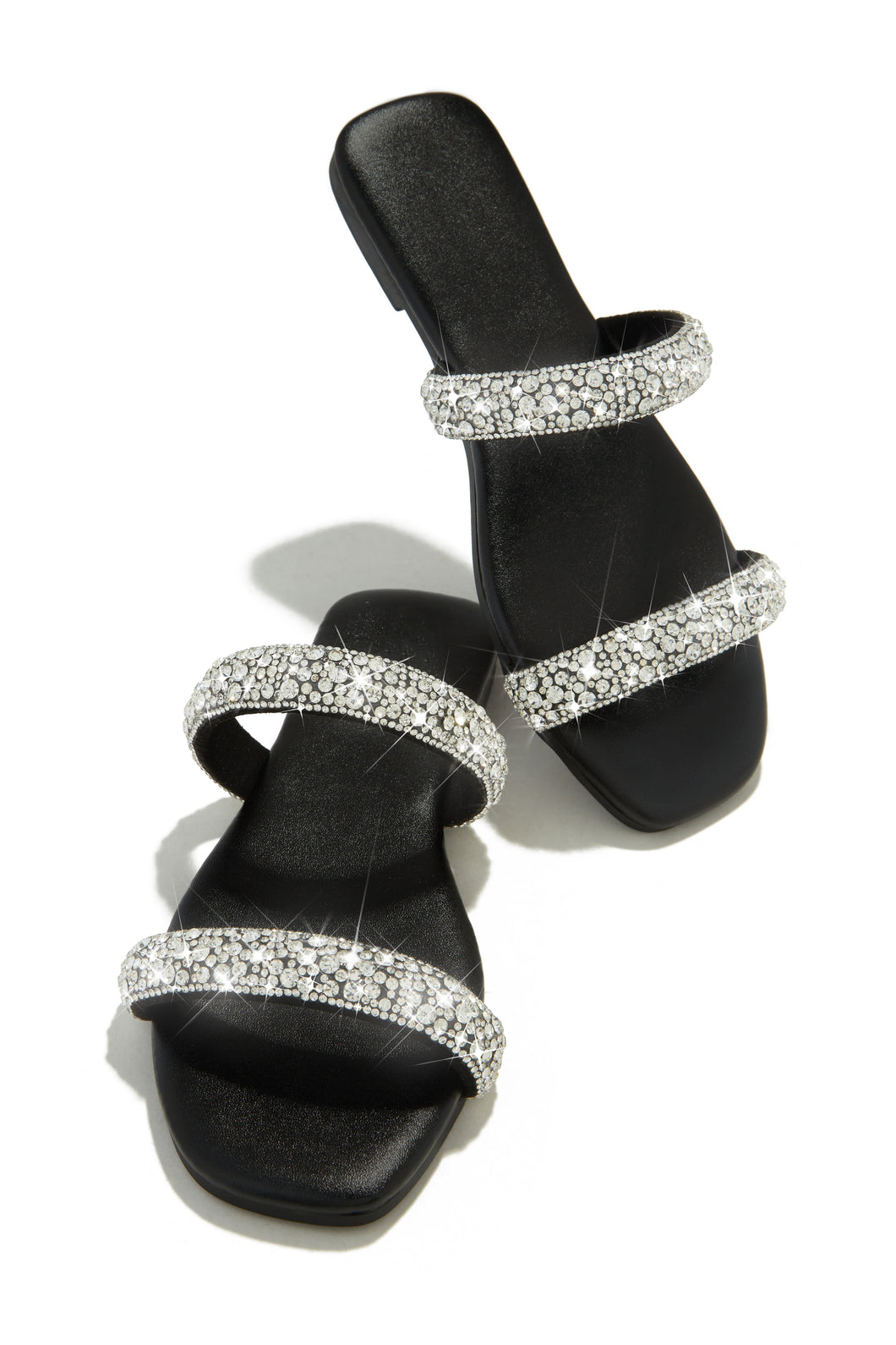 Natalia Embellished Slip On Sandals - Black