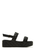 Load image into Gallery viewer, Quilted Black PU Platform Sandals
