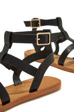 Load image into Gallery viewer, Resort Sun Caged Flat Sandals - Black
