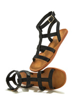 Load image into Gallery viewer, Resort Sun Caged Flat Sandals - Black
