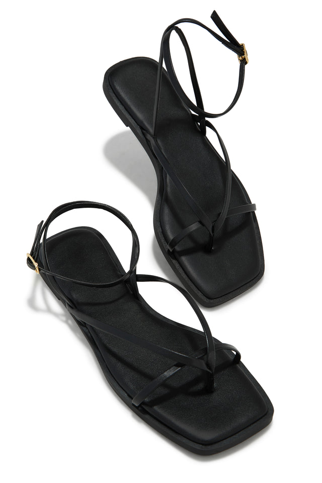 Load image into Gallery viewer, Black Ankle Strap Flat Sandals
