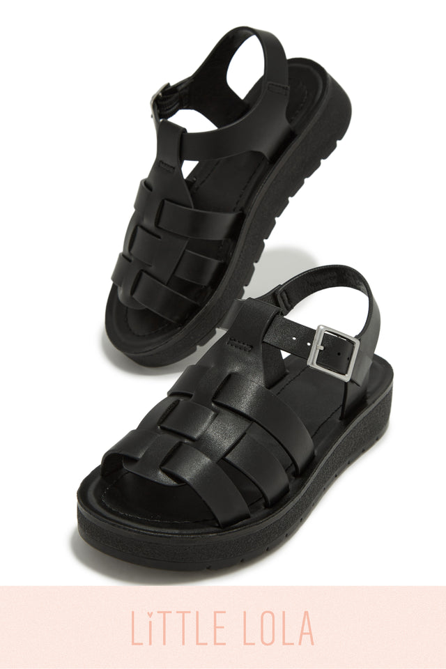 Load image into Gallery viewer, Summer Vacation Kids Flat Sandals - Black

