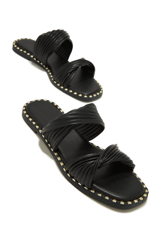 Load image into Gallery viewer, Black Open Toe Slip On Sandals

