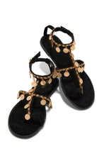 Load image into Gallery viewer, Black and Gold Chain Embellished Sandals
