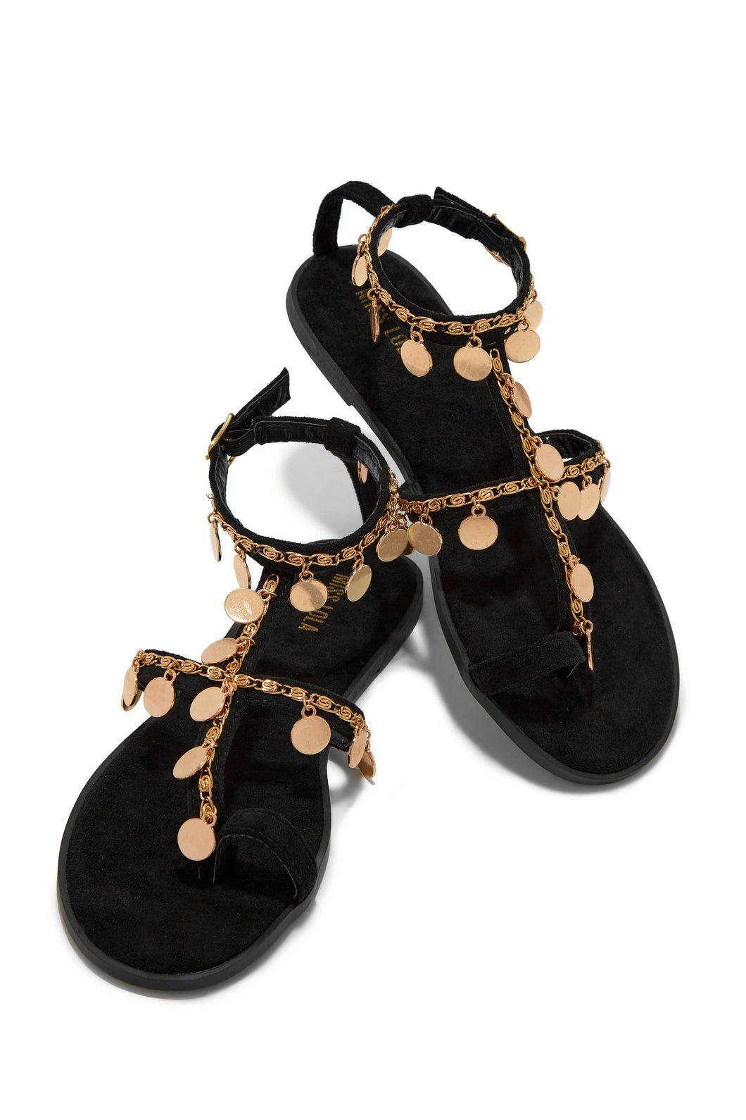 Black and Gold Chain Sandals
