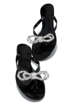 Load image into Gallery viewer, Black Jelly Slip On Sandals with Rhinestone Detailing
