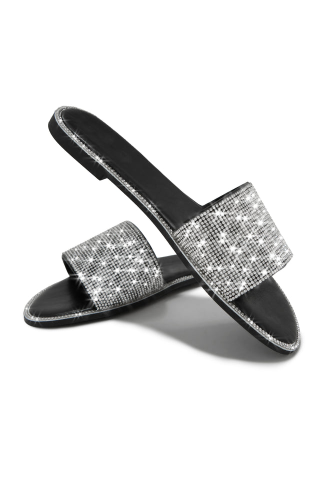 Load image into Gallery viewer, Cute Black and Silver Sparkly Sandals
