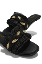 Load image into Gallery viewer, Private Island Fringe Slip On Sandals - Black
