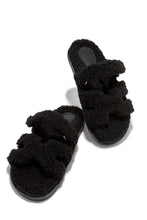 Load image into Gallery viewer, Black Faux Sherpa Comfortable Slip On Sandals
