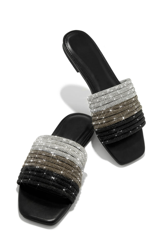 Load image into Gallery viewer, Black Rhinestone Sandals
