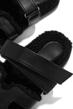 Load image into Gallery viewer, Black Faux Sherpa Slip On Sandals with Velcro Strap

