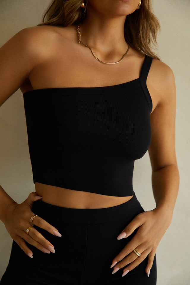 Load image into Gallery viewer, Black Ribbed Activewear Top
