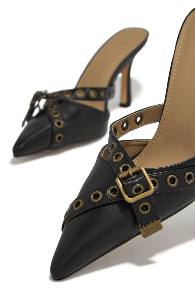 Load image into Gallery viewer, Black Pointed To Mule Pumps
