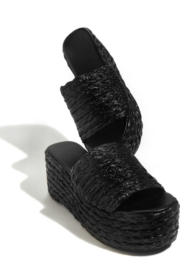 Load image into Gallery viewer, Black Espadrille Platform Sandals
