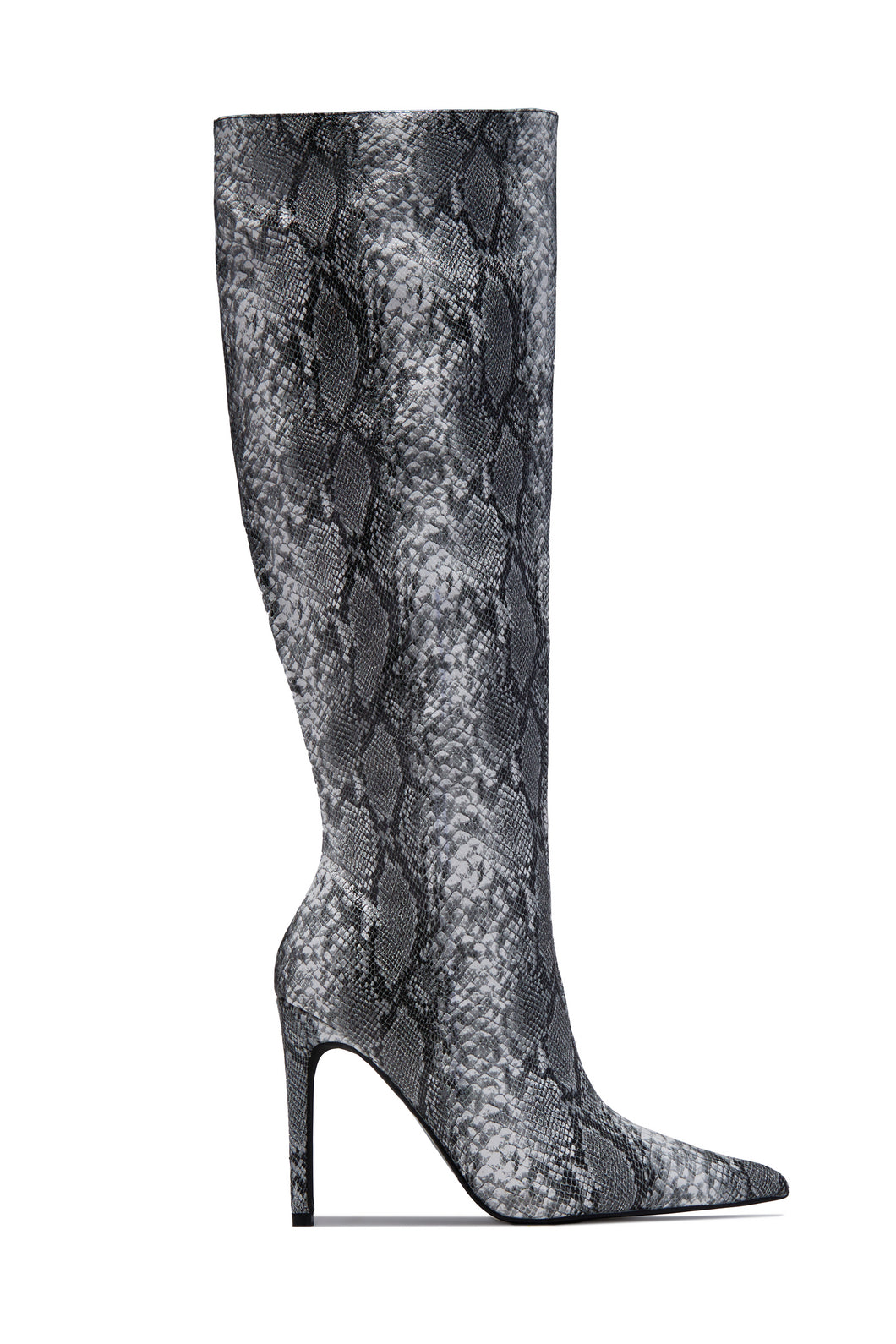 Haleigh Below The Knee Heel Boots - Black Snake