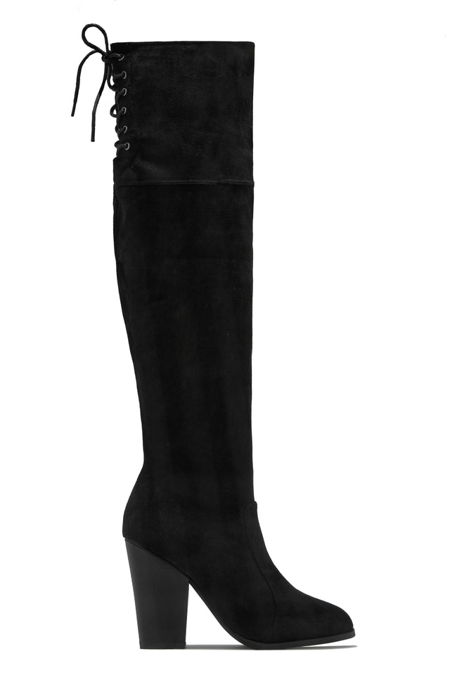 Load image into Gallery viewer, Roadie Over The Knee Block Heel Boots - Black
