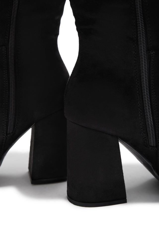 Load image into Gallery viewer, Hudson Platform Block Heel Boots - Black Suede
