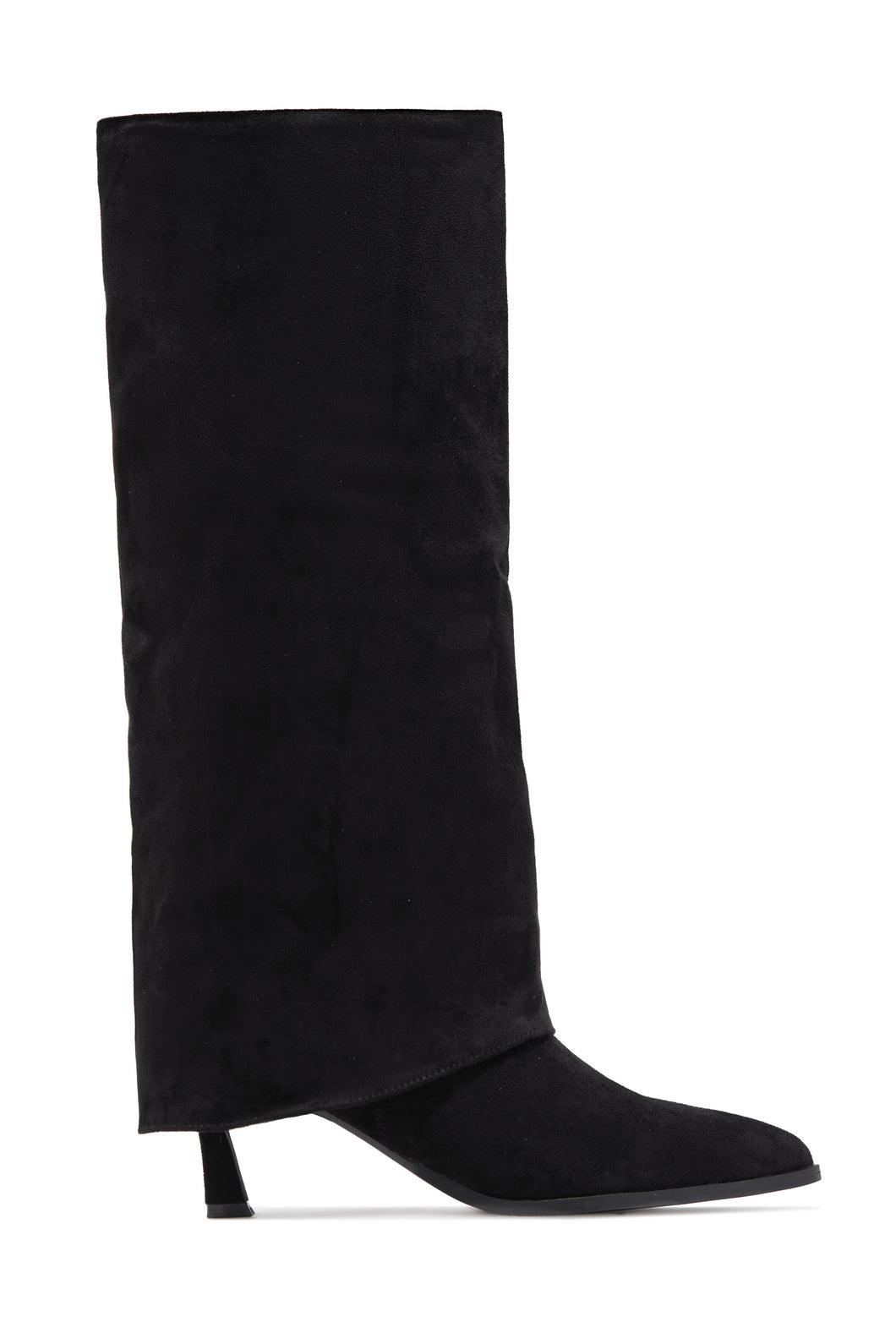 Yeleyna Kitten Heel Shark Boots - Black Suede