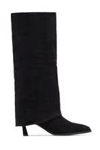 Load image into Gallery viewer, Yeleyna Kitten Heel Shark Boots - Black Suede
