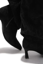 Load image into Gallery viewer, Yeleyna Kitten Heel Shark Boots - Black Suede
