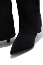 Load image into Gallery viewer, Yeleyna Kitten Heel Shark Boots - Black Suede
