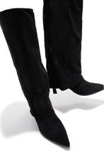 Load image into Gallery viewer, Yeleyna Kitten Heel Shark Boots - Black Suede
