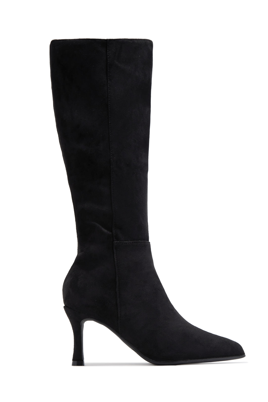 Zama Knee High Heel Boots - Black Suede