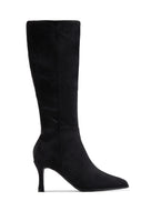 Zama Knee High Heel Boots - Black Suede