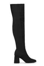 Load image into Gallery viewer, Mandy Block Heel Over The Knee Boots - Black Suede
