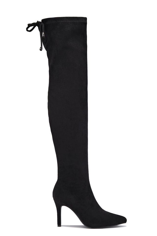Load image into Gallery viewer, Gigi Over The Knee Heel Boots - Black Suede
