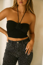 Load image into Gallery viewer, Black Rosette Halter Top
